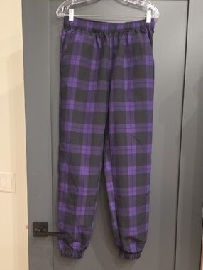 Melody Ehsani Purple and Black Plaid Jogger Pants